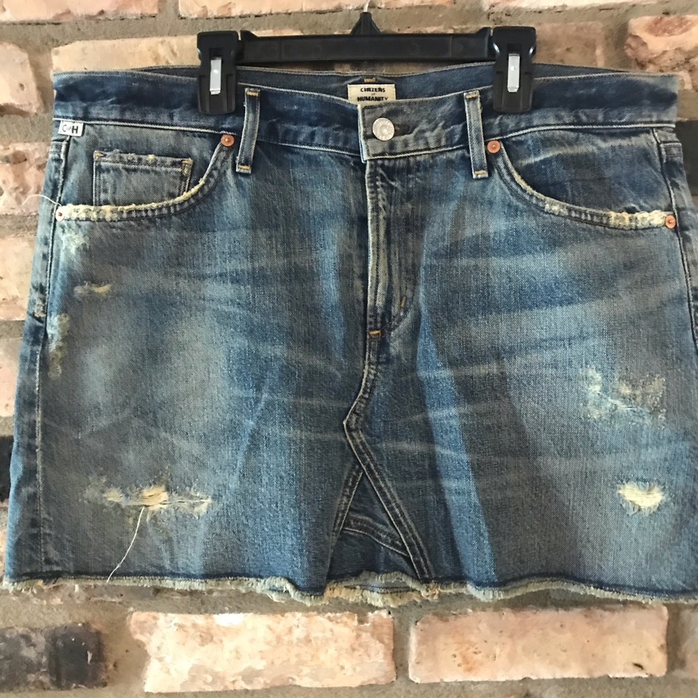 31 Citizens of Humanity dark blue jean skirt.